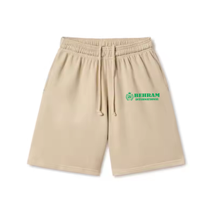 Shorts pour hommes en polyester/nylon épais, délavé, effet soleil, coupe jogging, déchiré, broderie, taille haute, fermeture à cordon - Product Image 3