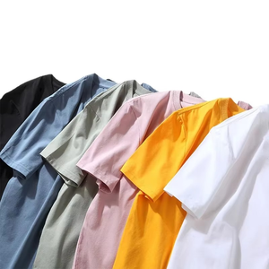 T-shirts tricotés quatre saisons 100% coton pour hommes T-shirts surdimensionnés décontractés de haute qualité couleur unie pour le sport usage quotidien Top Stock - Product Image 3