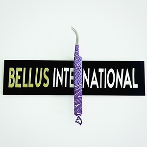 Pince à épiler professionnelle pour extensions de cils, 1 pièce, violette, en acier inoxydable, pointe lisse, antistatique, haute précision, outil pour cils, logo personnalisé - Product Image 4