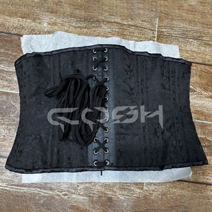 Corset Waspie Noir en Brocart avec Baleines en Acier et Laçage Arrière Réglable – Vente en Gros - Product Image 4