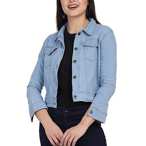 New Arrival <b>Jeans</b> Jackets Solid Color Casual <b>Jeans</b> Jacket Breathable Covered Button Denim Jackets For Women - Product Image 3
