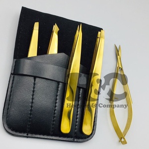 Top <b>Sale</b> Gold Eyebrow Tweezers Professional High Quality Tweezers Pouch Stainless Steel Eyebrow Tweezers <b>Spring</b> Scissor - Product Image 4