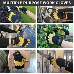 Guantes de trabajo para hombre, guante de trabajo mecánico de UTILIDAD DE ALTA DESTREZA para multiusos, excelente agarre - Product Image 5