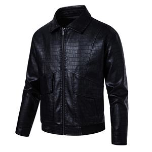 Chaqueta de Cuero 100% Genuino para Hombre, Estilo Vintage, Nueva, con Cuello Alto, Logotipo Frontal, Impermeable y Resistente al Viento, para Invierno - Product Image 3