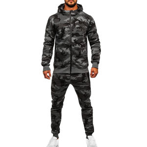 Stylish and Comfortable <b>Men's</b> Camo Zipper Tracksuits Perfect Casual Wear 100% Cotton <b>Fleece</b> Camo Zipper Tracksuits Blank Plain - Product Image 1
