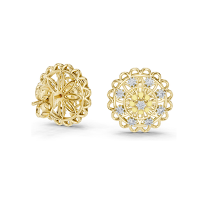 ต่างหูเพชร Floral Lab 0.222 กะรัต VVS-VS DEF เพชร CVD และมอยส์ซาไนต์ ทอง 18K, 14K, 10K และเงิน 925 สีโรสโกลด์, สีเหลือง - Product Image 1