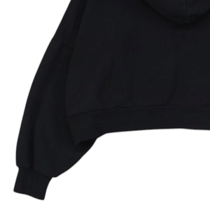 Women's <b>Black</b> <b>Cropped</b> Pullover Hoodie <b>Jumper</b> Breathable Cotton Fleece Sweatshirt Top for Winter Streetwear - Product Image 6