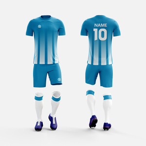 Ensemble de maillots de football personnalisés, tenue de football, kit vert et blanc rayé, tenue de sport pour les matchs et les entraînements d'équipe - Product Image 3
