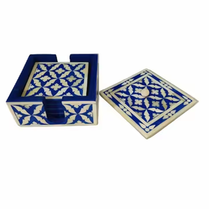 Sous-verre en os incrusté, classique, écologique, artisanal, avec un design personnalisable et une forme carrée - Product Image 5