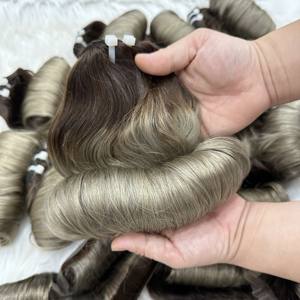 RAW DONOR OMBRE SILVER BOUNCY CURL SUPER DOUBLE BUNDLES ÉPAIS ET PLEINS VRAIS EXTENSIONS DE CHEVEUX HUMAINS - Product Image 1