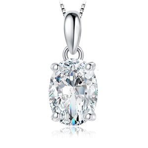 Collier pendentif solitaire Moissanite taille ovale pour femme, diamant simulé en argent sterling 925 plaqué or blanc 14 carats - Product Image 6