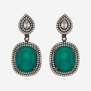 Boucles d'oreilles pendantes en zircon, style vintage et tendance, plaqué or, alliage de zinc, forme goutte d'eau et pompon, pour fête ou cadeau (réf. 187178) - Product Image 1