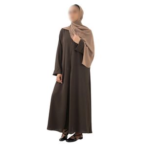 Abaya Clásica Marrón Chocolate, Vestido Islámico Simple, Elegante y Modesto para Mujer, Estilo Minimalista de Dubái, Vestido Largo Kaftan - Product Image 1