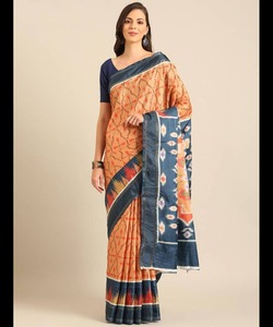 Sari imprimé en soie pour femme, vêtement décontracté avec blouse, vêtement indien, prix bas, vente en gros - Product Image 5
