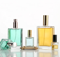 Flacons de parfum carrés en verre transparent 30ml 50ml 100ml avec pompe dorée ou argentée, contenants cosmétiques vides et rechargeables pour parfums