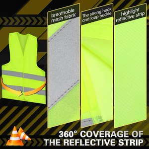Màu xanh lá cây Tùy chỉnh cao có thể nhìn thấy VIS khả năng hiển thị cao phản xạ phản xạ an toàn vest 110g xây dựng đồng phục bảo hộ lao động warnneste - Product Image 4