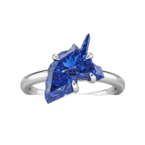 Anillo de Compromiso Solitario de Moda con Diamante Cultivado en Laboratorio de 3 Quilates, Corte Unicornio Azul Fantasía, Certificado GIA IGI, Chapado en Oro Fino de Plata 925, Regalo - Product Image 1