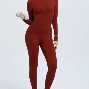 จั๊มสูทยาวมีซิปสำหรับผู้หญิงชุดออกกำลังกายแขนยาวแบบลำลอง - Product Image 6