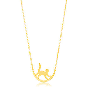 Collier pendentif chat Design mignon plaqué or 22K turc fait à la main vente en gros bijoux en argent Sterling 925 - Product Image 2