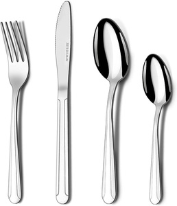 Juego de cubiertos de Metal y acero inoxidable para Hotel, Set de 20 piezas con mango de diseñador, con funda, pulido de espejo, promoción de embalaje - Product Image 6