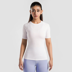 Haut de compression respirant pour femmes, chemise de sport personnalisée, techniques d'impression de strass, toutes saisons, OEM/ODM - Product Image 4
