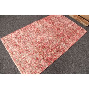 Tapis vintage de 3,9 x 6,6 pieds, tapis turc en laine à motifs floraux rouge brun - Product Image 3