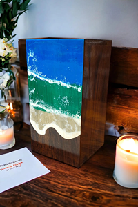 Ocean Wave Rosewood Cremation Urn Epoxy Resin <b>Memorial</b> <b>Keepsake</b> Pet And Human Cremation urns - Product Image 5