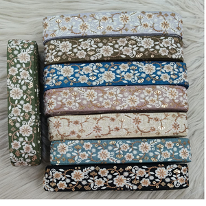 Bordado floral hecho a medida en ocho formas de color en diseños étnicos para diversos fines en 1,75 pulgadas de ancho para reventa. - Product Image 3