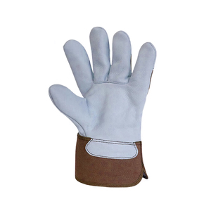 Leather Safety Work <b>Gloves</b> Palm Protection Fire Proof 10 oz Thickness 10 Inch Length Elastic Wristlet Anti-Slip Fingertips for - Product Image 3
