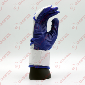 Guantes de bateo en color blanco y azul marino Palma de cuero antideslizante Guantes de bateo de béisbol cómodos y duraderos - Product Image 2