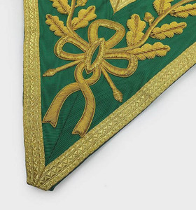 Écusson personnalisé pour officiers du Grand Conseil, en tissu velours écologique, or et vert, pour les degrés maçonniques alliés, forme rectangulaire - Product Image 2