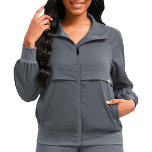 Spandex Stretch Zip Front Nurse <b>Scrubs</b> Hospital Uniform <b>Scrub</b> Jacket Medical Jacket for Women Summer Winter Hospital <b>Scrubs</b> - Product Image 1