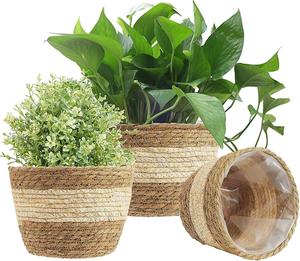 Panier de jardinage naturel Pots d'arbres en jonc de mer panier de fleurs tissé à la main intérieur extérieur décor jardinière fabriqué au Vietnam FBA Amazon - Product Image 5