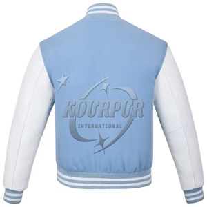 Logotipo personalizado bordado 100% algodón Varsity Sport Jersey chaqueta diseño de béisbol suelta Casual Stand Collar chaqueta de invierno - Product Image 2