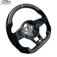 Lenkrad Ever-Carbon Racing ECR Maßgefertigt Flachboden Carbon-Faser für VW Golf R MK7 GTI MK6 Lenkrad Mit LED