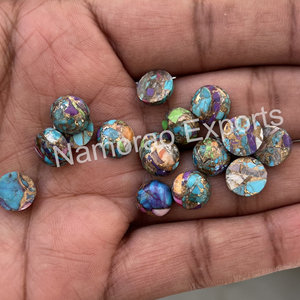 8X8mm ทองแดงผสมธรรมชาติเทอร์ควอยซ์ทรงกลม Cabochon ทุกขนาดที่มีอยู่แบนกลับเครื่องประดับทำหินอัญมณีหลวม - Product Image 5