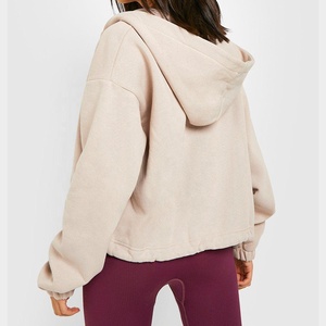 Sweat-shirt blanc uni de haute qualité avec Logo personnalisé, pull-over surdimensionné en molleton blanc pour femmes, couleur unie - Product Image 6