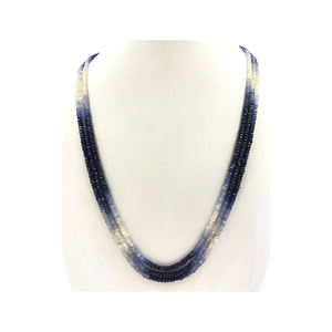 Venta caliente collar de cuentas facetadas de zafiro de tamaño personalizado: Cadena de piedras preciosas de 3 líneas para diseños de joyería elegantes y únicos - Product Image 1