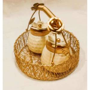 Tarro de Metal Ecológico de 400 ml para Frutos Secos y Galletas con Bandeja, Botella de Almacenamiento con Diseño Floral para Restaurantes y Fiestas, Material PC - Product Image 3