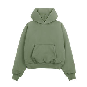High Quality 100% Cotton Fleece Hooded Solid Sets Tracksuit Men Unisex Heavyweight Thick 240gsm Double Layers Breathable Winter - Product Image 1
