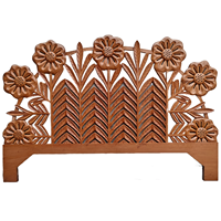 Tête de lit en bois sculptée à la main Smart Art, motif feuille et fleur marron, en bois d'ingénierie, style Maroc, Art mural vintage