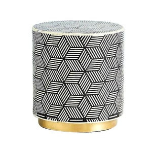 Table basse de décoration intérieure moderne avec incrustation d'os blanc et noir Meubles de pièce maîtresse de salon - Product Image 3