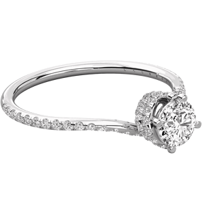 Bague solitaire à tige croisée en diamant rond - Product Image 3