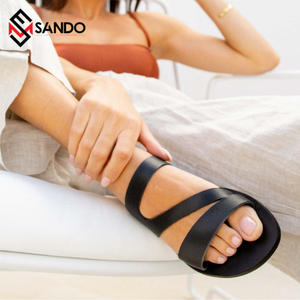 Sandales légères antidérapantes à talons hauts pour femmes, chaussures d'été personnalisées, bouche de poisson, talons épais intégrés, sac noir - Product Image 6