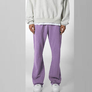 Pantalon de survêtement évasé taille haute pour hommes Streetwear décontracté toile de coton qualité ceinture élastique léger épais - Product Image 2