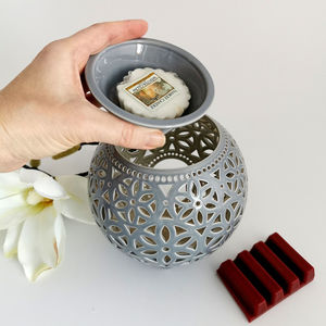 New Arrival Premium Quality Metal Wax <b>Burner</b> <b>Silver</b> Ceramic Candle with Wedding Decorative Supplies From Indian Manufacturer - Product Image 3