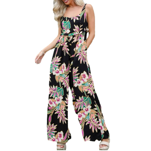 Mono floral negro y rosa llamativo de moda elegante para mujer al mejor precio para opciones de ropa informal y de fiesta a los mejores precios - Product Image 1