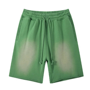 Short en éponge lavé à l'acide de meilleure qualité pour hommes Streetwear lourd avec ourlet à bord brut Short pour homme à motif solide - Product Image 4