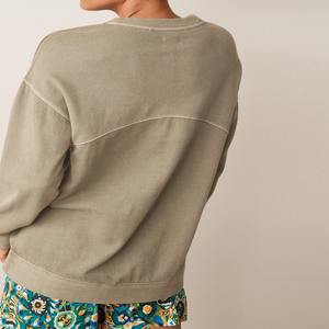 Sudaderas de cuello redondo con hombros caídos personalizadas de alta calidad, sudadera de mujer de Color sólido transpirable de gran tamaño, tarifa barata 2026 - Product Image 3