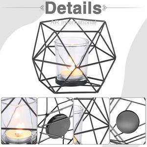 Porte-bougie moderne de style européen, géométrique, minimaliste, élégant, design en fil métallique multicolore, décoration en fer - Product Image 4